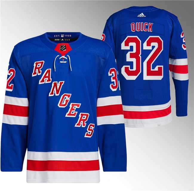 Mens New York Rangers #32 Jonathan Quick Royal Stitched Jersey